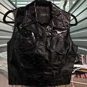 Vintage 90s Finity Shiny Crocodile Patent Leather Vest